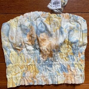 NWT Abercrombie linen blend floral crop top, size M